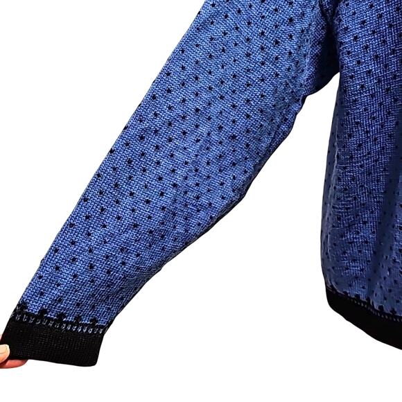 Apleks Women 100% Wool Button Front Scandinavian Blue Cardigan Sweater Size L/XL - Picture 6 of 8